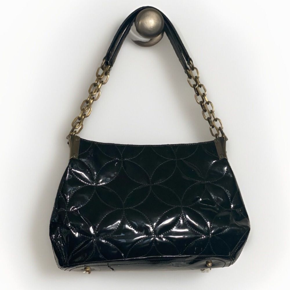 Rare Eric Javits New York Patent Leather Quilted Shoulder Bag